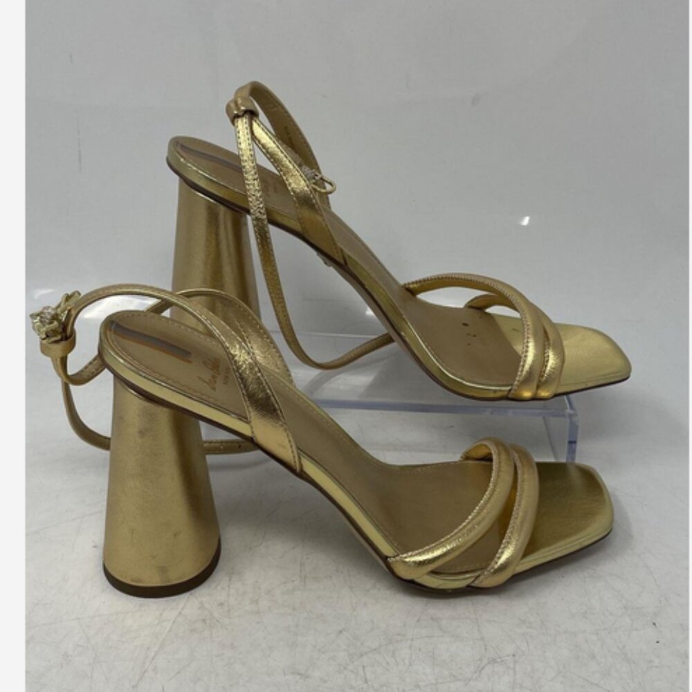 Sam Edelman Womens Kia Gold Tone Leather Open Toe Ankle Strap Sandals Size 8.5M